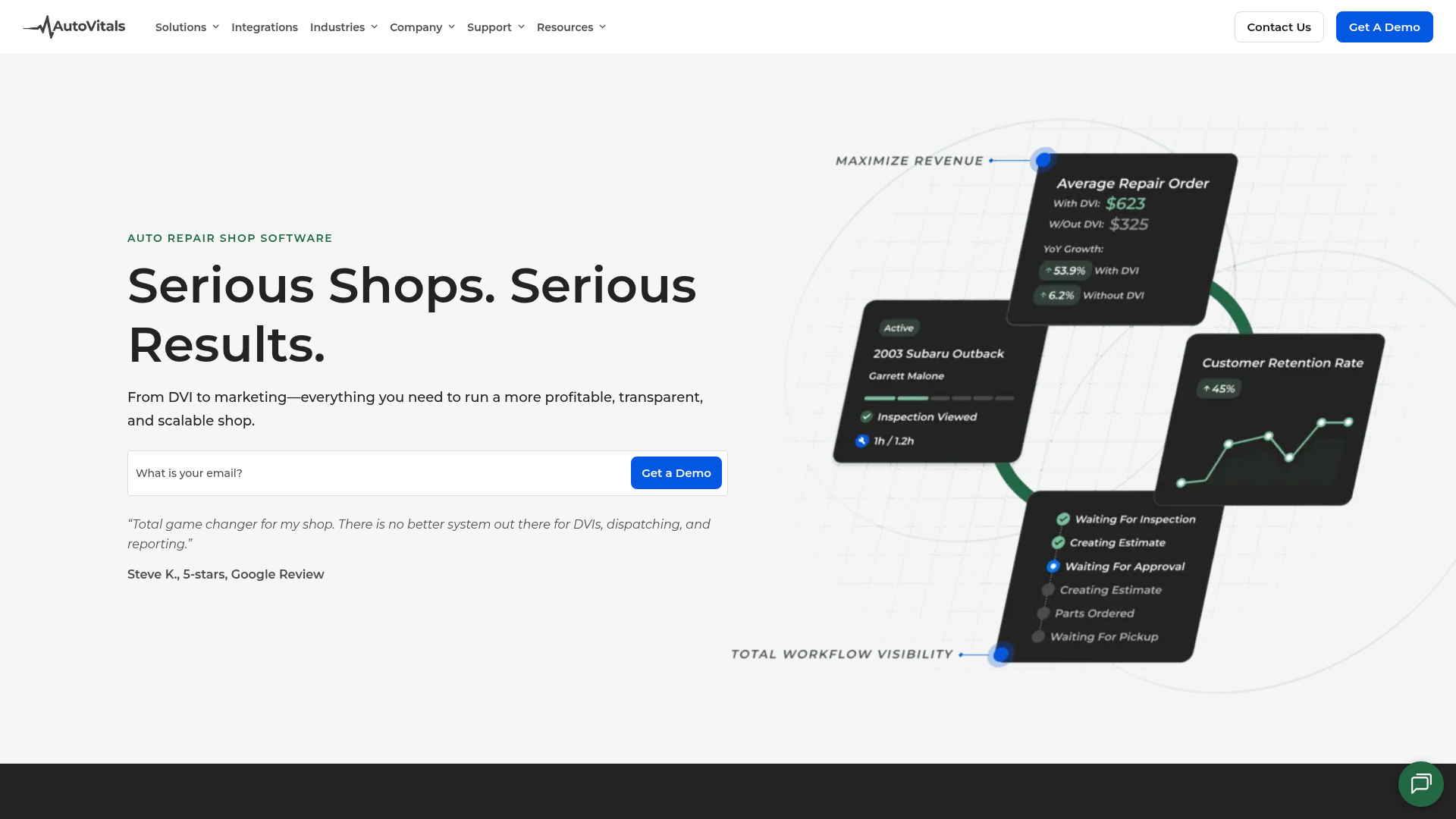 AutoVitals homepage screenshot