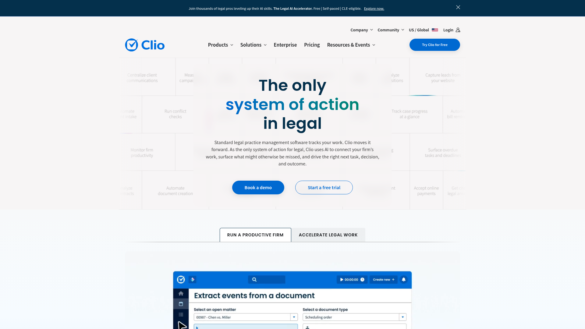 Clio homepage screenshot