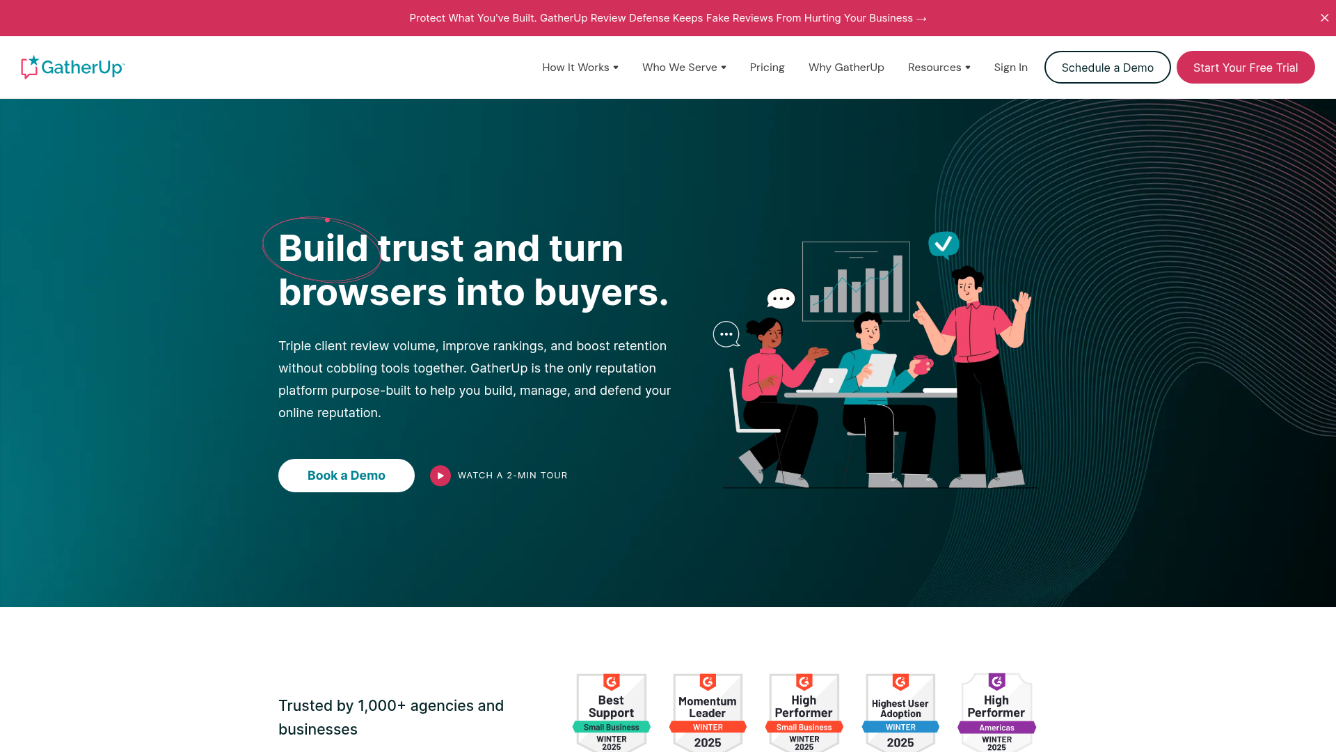 GatherUp homepage screenshot