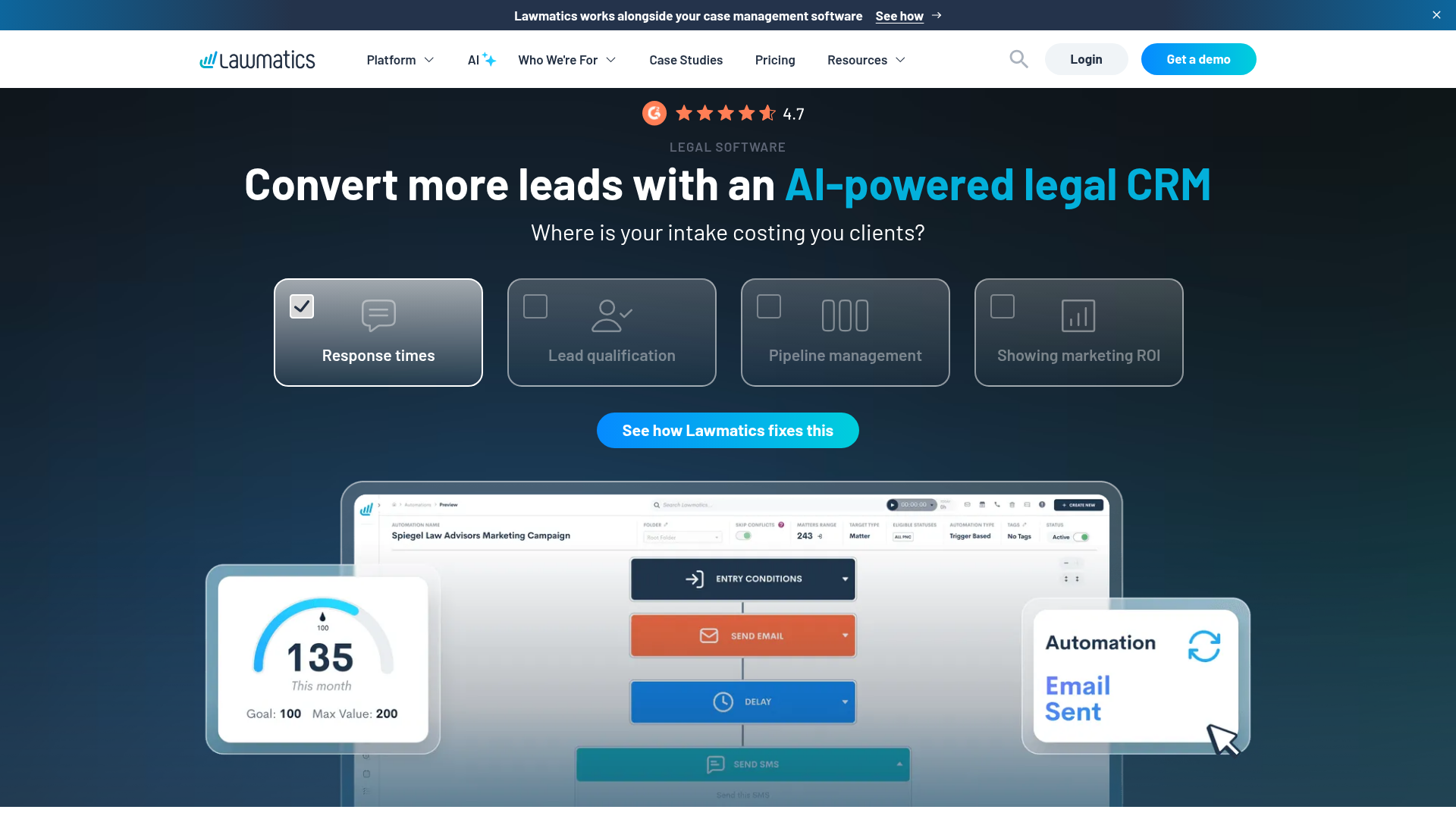 Lawmatics homepage screenshot