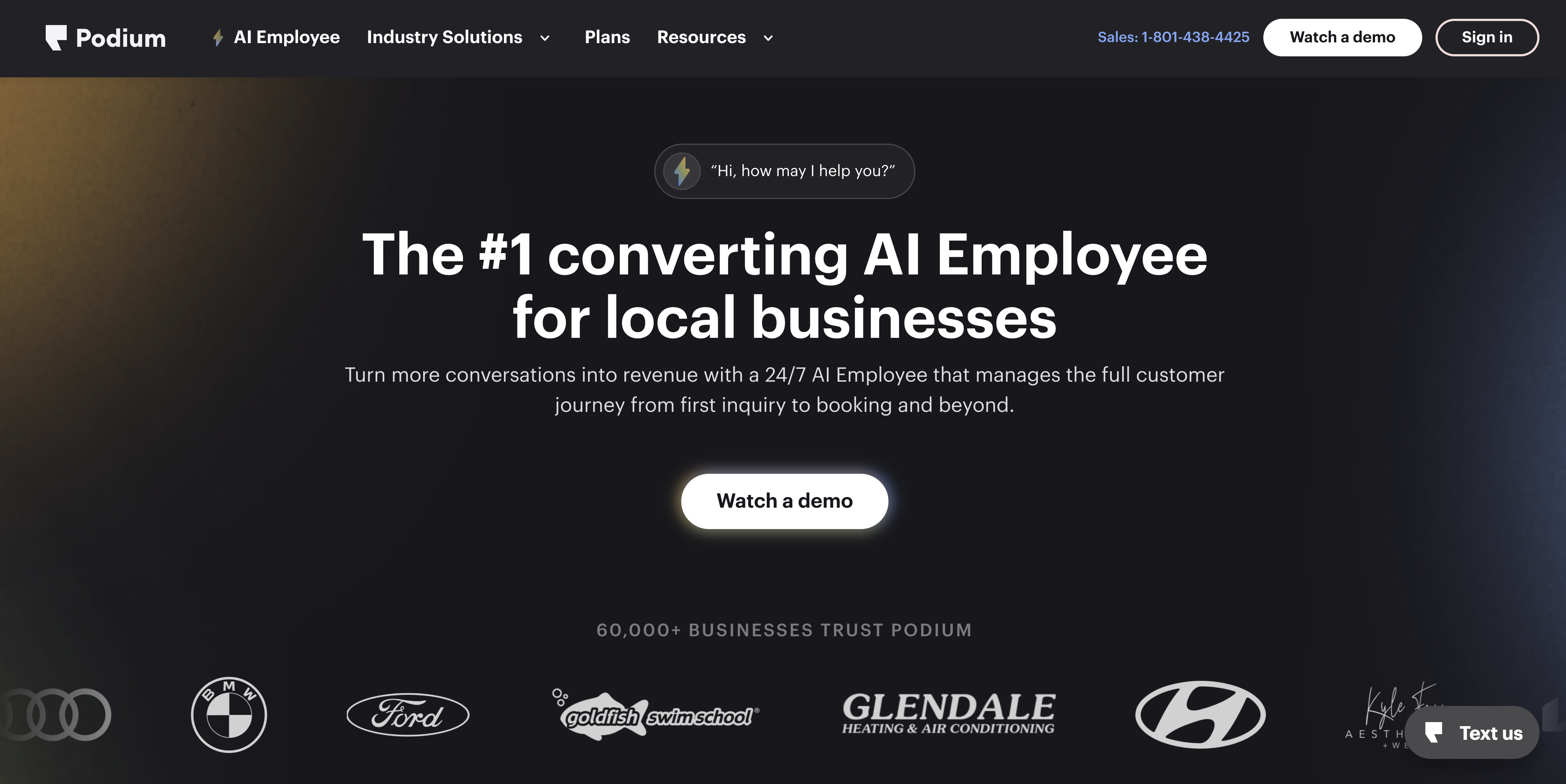 Podium homepage screenshot