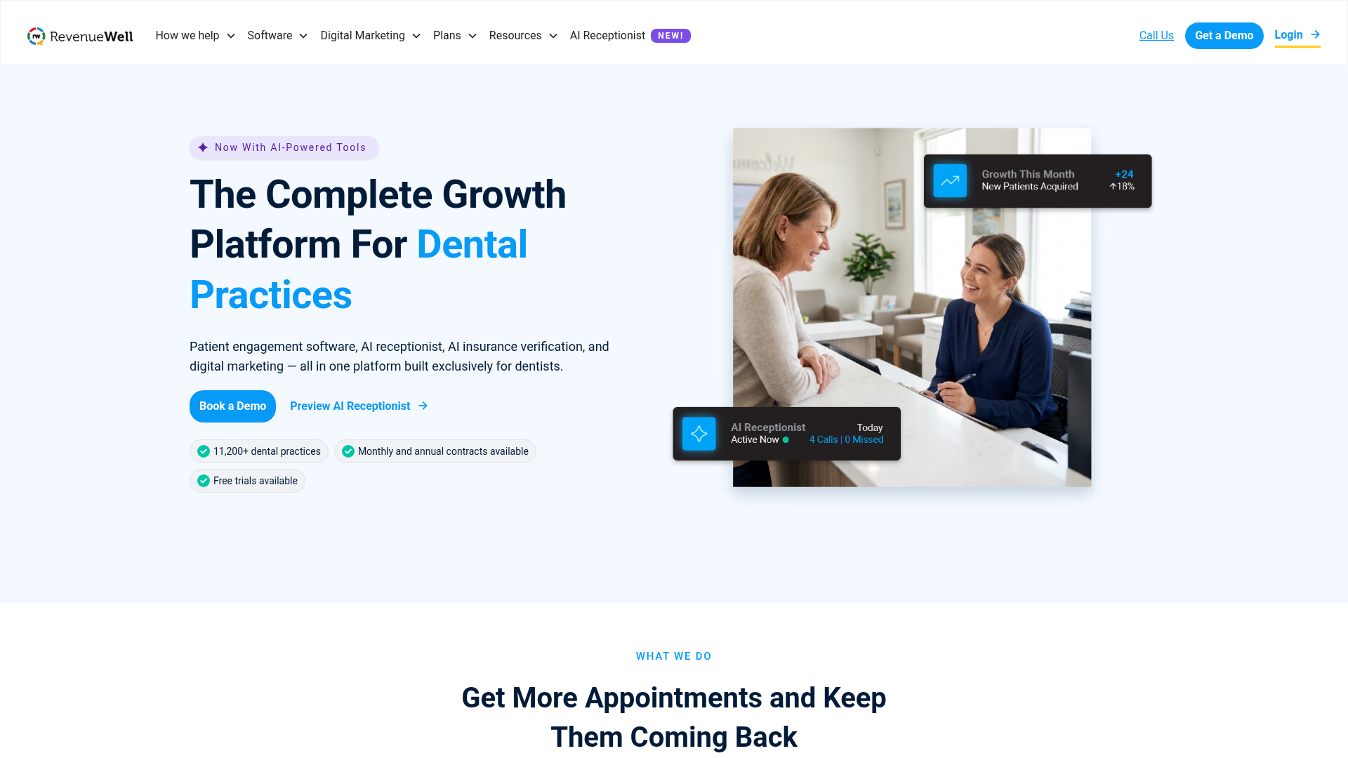 RevenueWell homepage screenshot