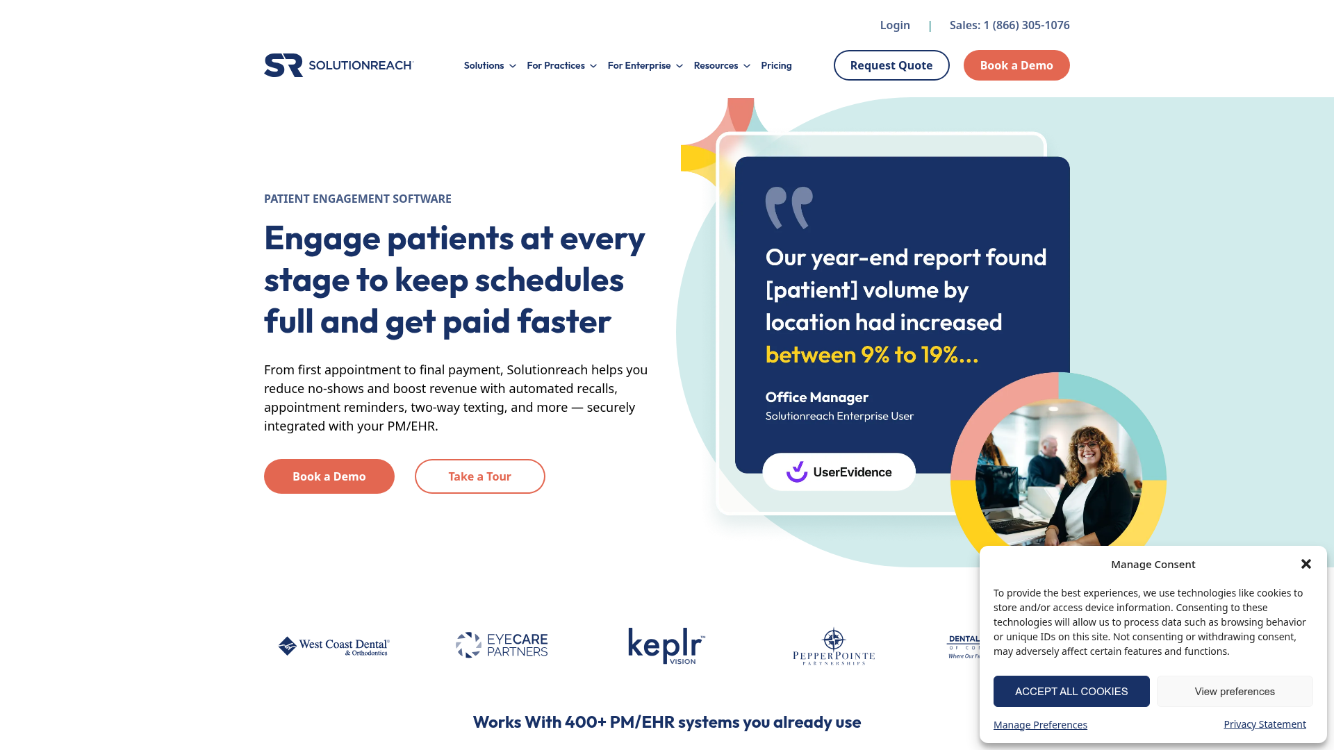 Solutionreach homepage screenshot