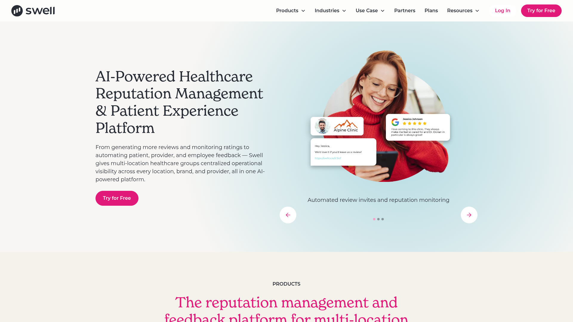 Swell homepage screenshot